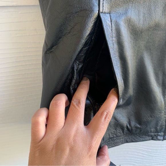 Reflections Spiegel black genuine leather sleeveless vest full zipper lined 6 - Picture 5 of 12